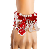 Updated DST Red Bead White Pearl Charm Bracelets